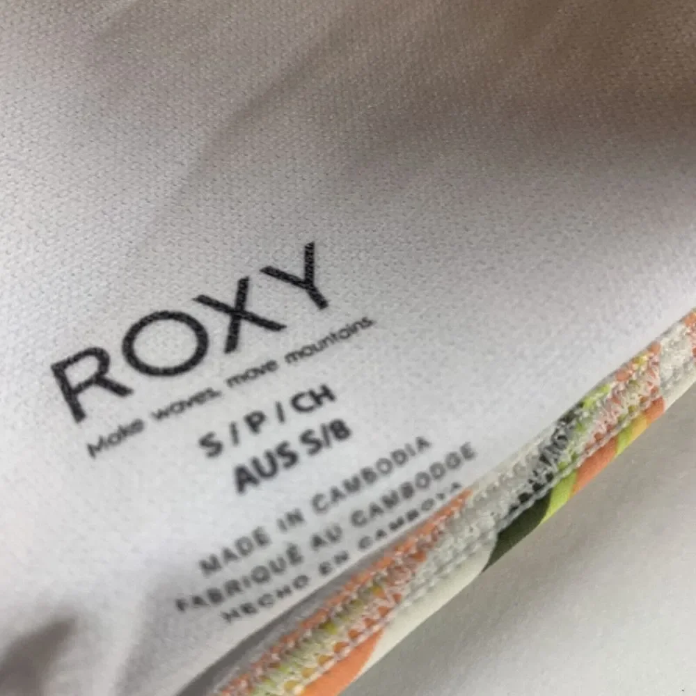 Roxy Printed Beach Classics Triangle Halter Bikini Top Womens Small Multi Floral